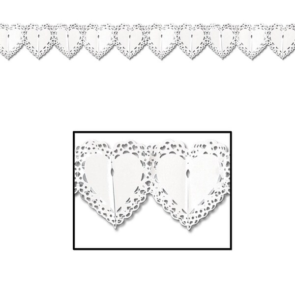 Shop Club Pack Of 12 Elegant White Wedding Lace Heart Garland