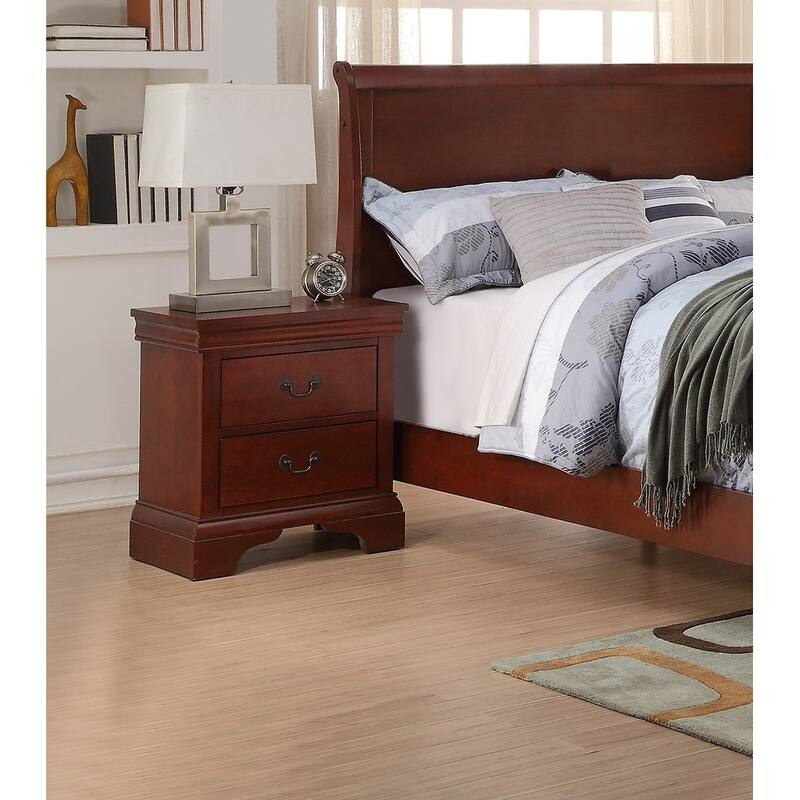 Nightstand 2 x Drawers Bed Side Table Pine wood - Cherry