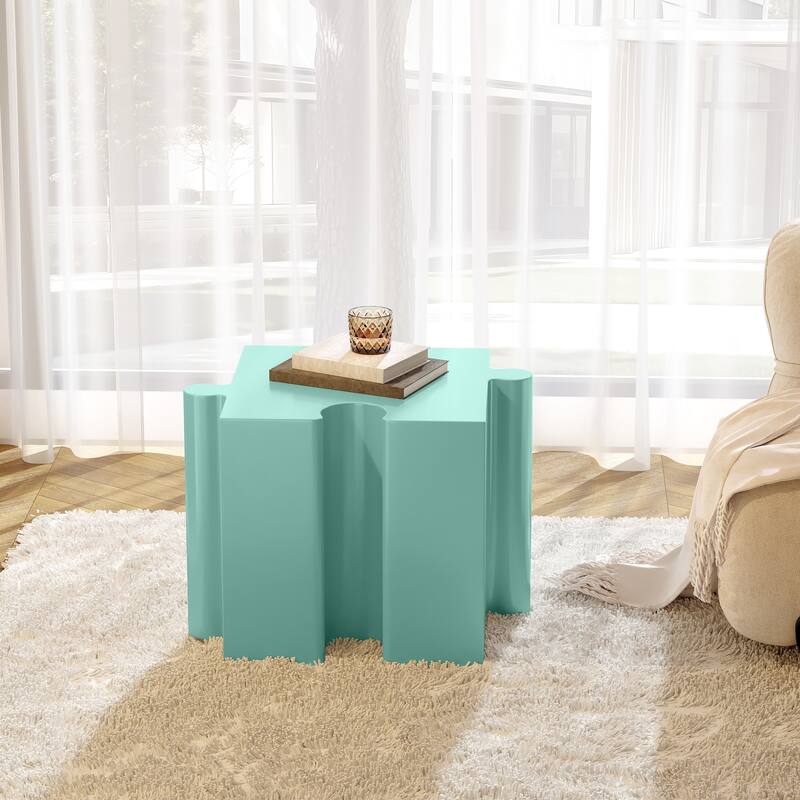 Christopher Knight Home - Mandy Modern Outdoor Side Table with Modular Concave Edge Design - Light Green
