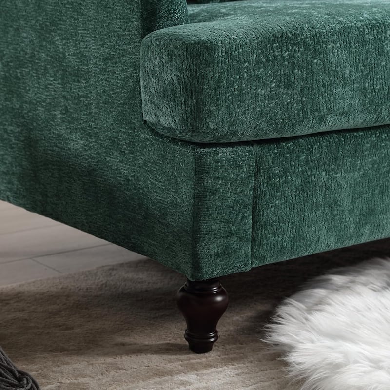 Roomfitters Chenille Loveseat Sofa, Mid-Century 2-Seat Upholstered Couch with Wooden Legs for Living Room