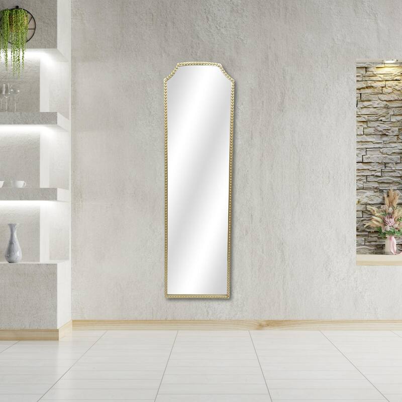Studded Metal Frame Floor Mirror - 63.75" - Gold