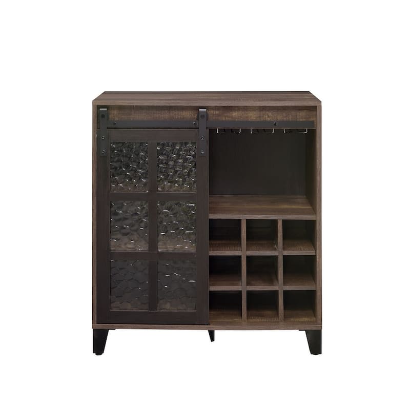 Wine Cabinet, Rustic Oak & Black Finish