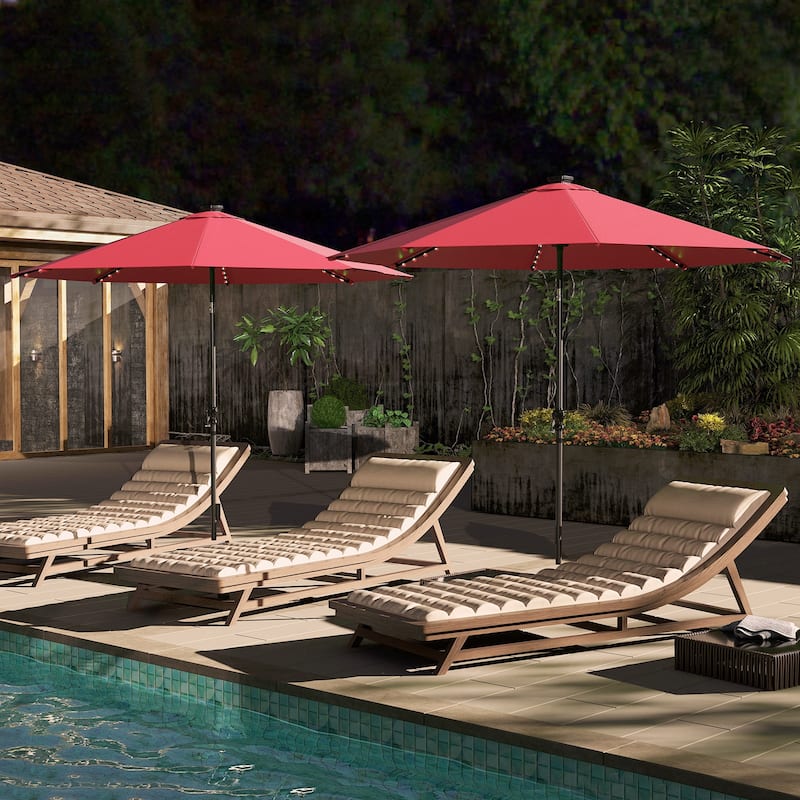 Costway 10 FT Solar Patio Umbrella with 96 LED Lights 35° Adjustable