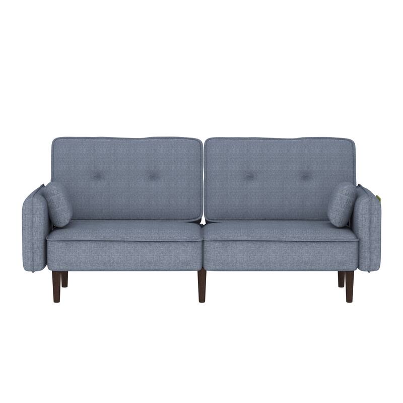 Fabric Futon Sofa bed with Solid Wood Leg