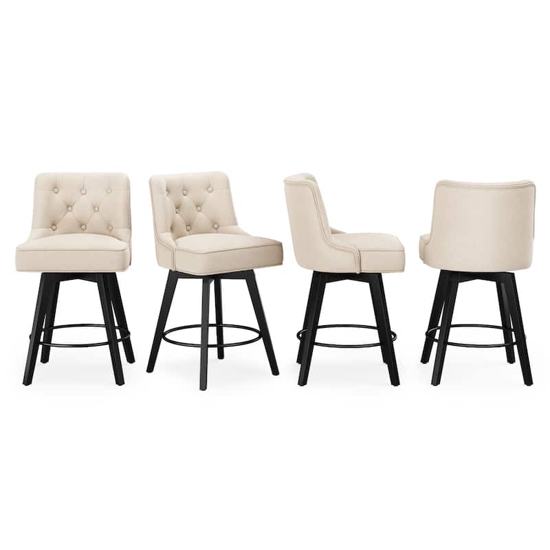 Modern 26 in. Counter Height Barstools 360 Free Swivel Set of 4 Bar Stools with Back