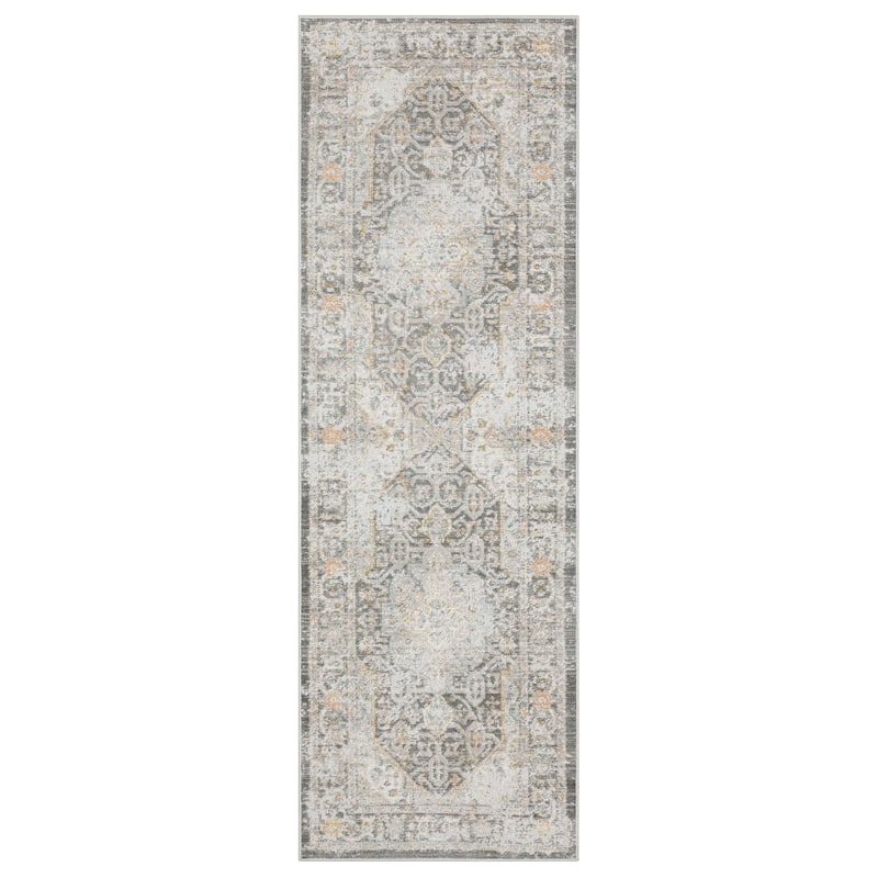 Calliope Textural Distressed Traditional Grey/ Orange Area Rug