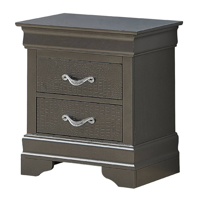 2-Drawer Metallic Wood Nightstand - 24" - Black