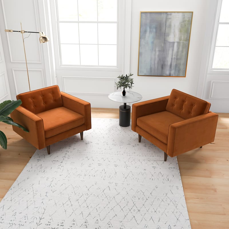 Koda Mid Century Velvet Lounge Chair (Set of 2)