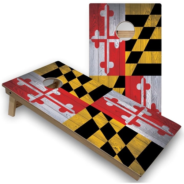 slide 2 of 7, Maryland Flag Outdoor Cornhole Set All-Weather 2x4 - Include ALL Accessories
