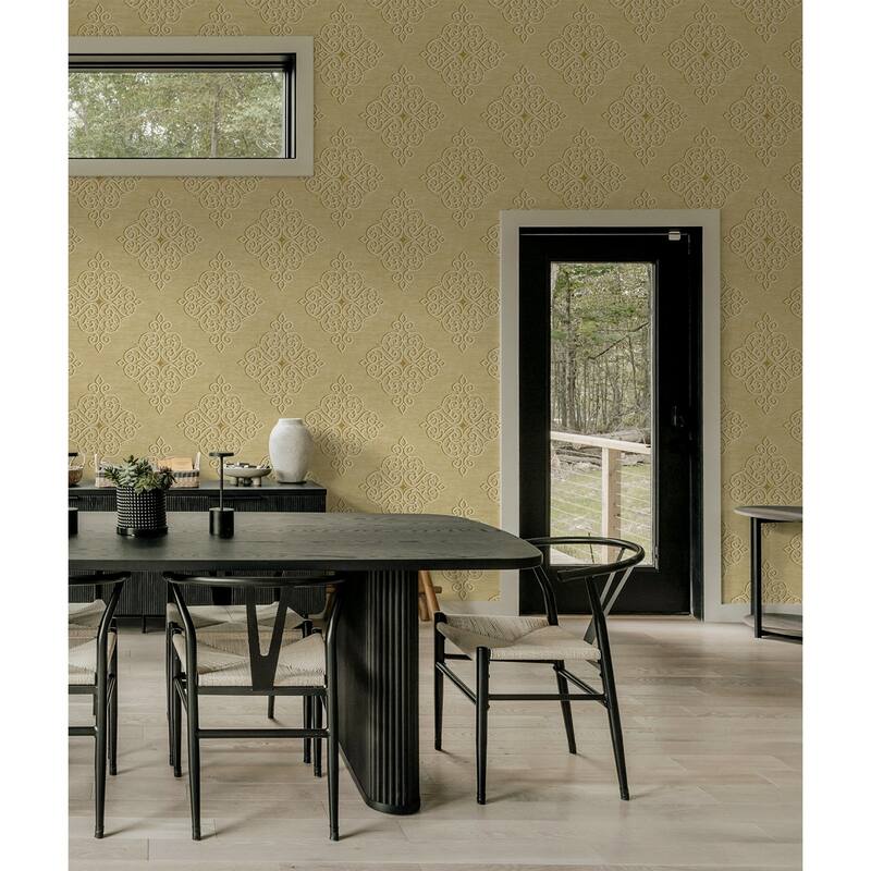 Seabrook Designs Nellie Medallion Damask Unpasted Wallpaper