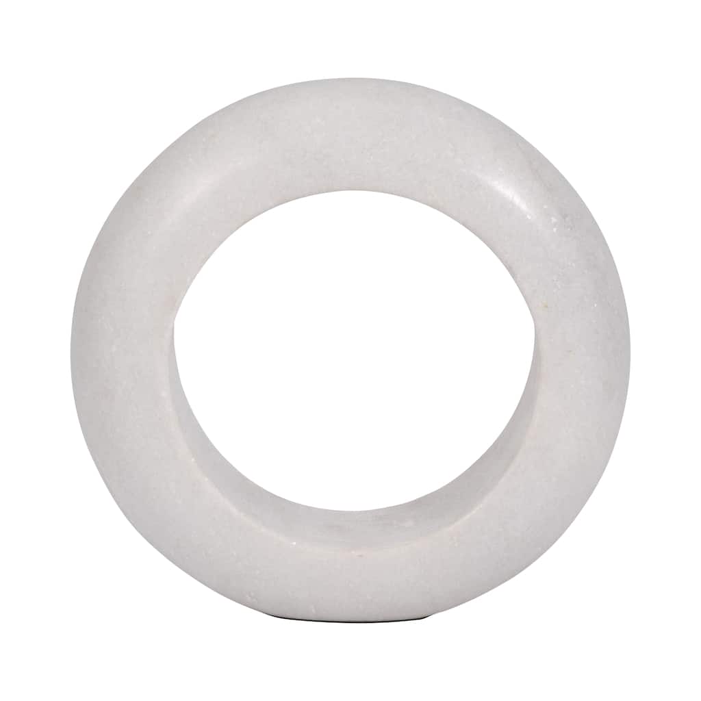 Sagebrook Home White Marble Ring Tabletop Decor, Interior Decoration Accessories, Crafted Decorative Objects