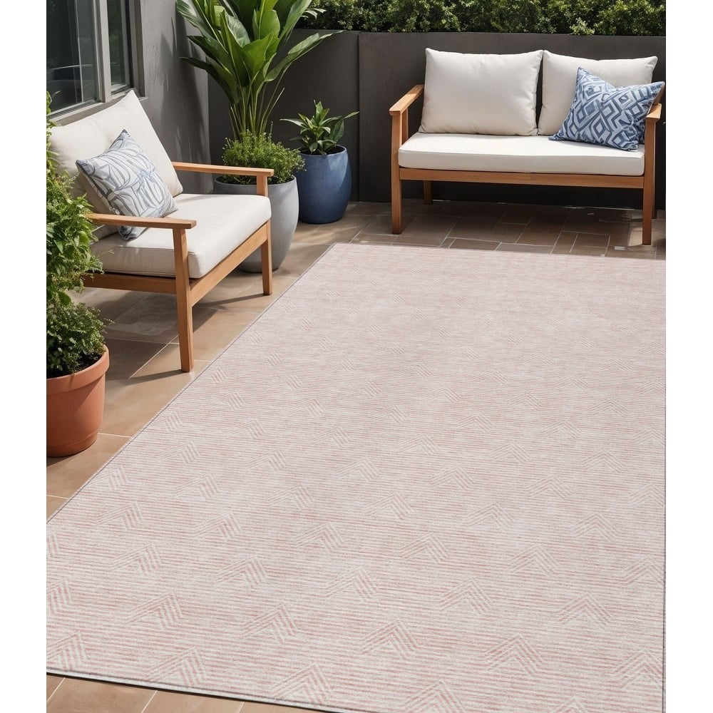 HomeRoots Geometric Transitional Rectangle Outdoor Rug