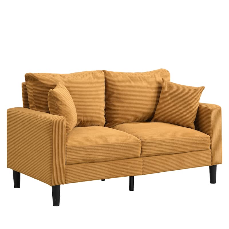 5-Seat Corduroy Sofa Set (3-Seater + 2-Seater) with High-Density Sponge Cushions & Sturdy Hardwood Frame