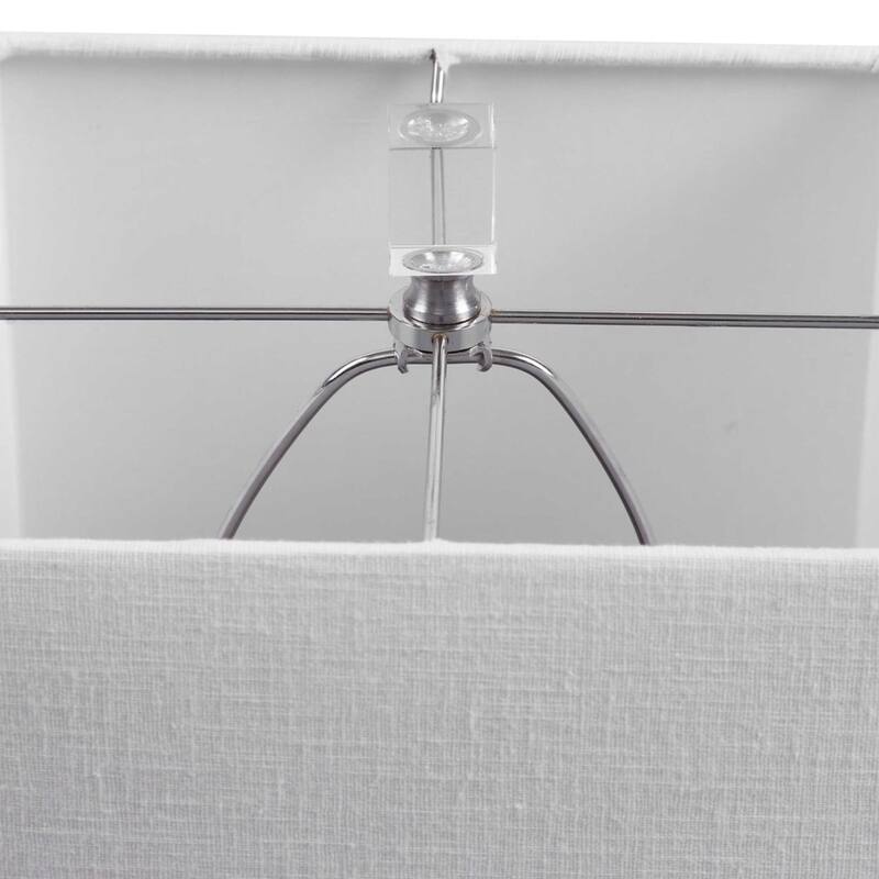 Glossy Ribbed Base Buffet Lamp with White Square Shade - 32.5" - White