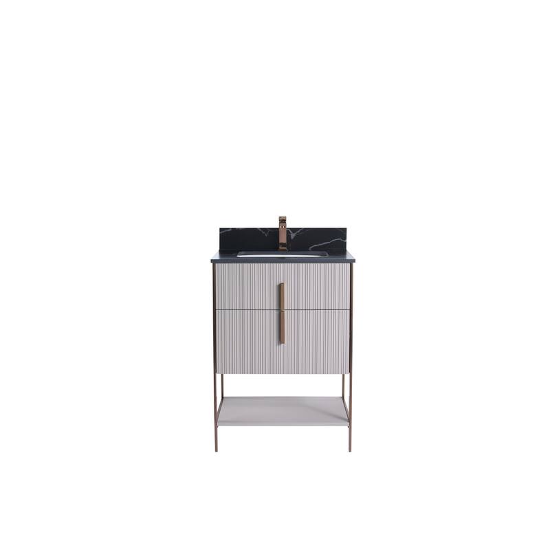 Fine Fixtures Serenity Modern Bathroom Vanity with Black Sintered Stone Top
