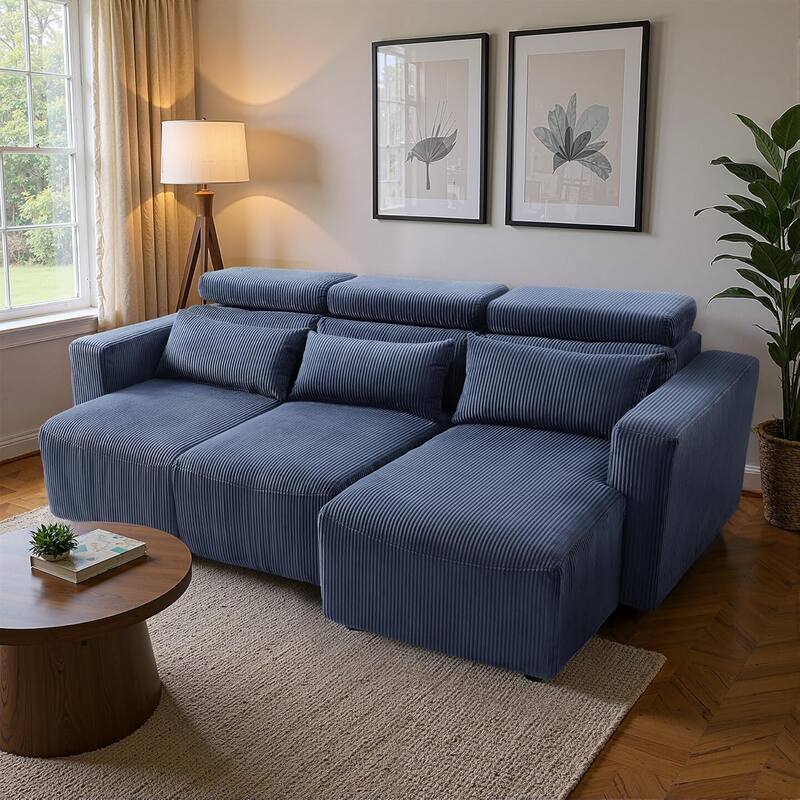 90.2" Electric Reclining Sectional Sofa, 3-Seat Deep Couch for Living Room