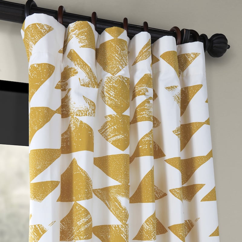 Exclusive Fabrics Triad Geometric Room Darkening Curtains Printed Cotton Twill Curtain (1 Panel)