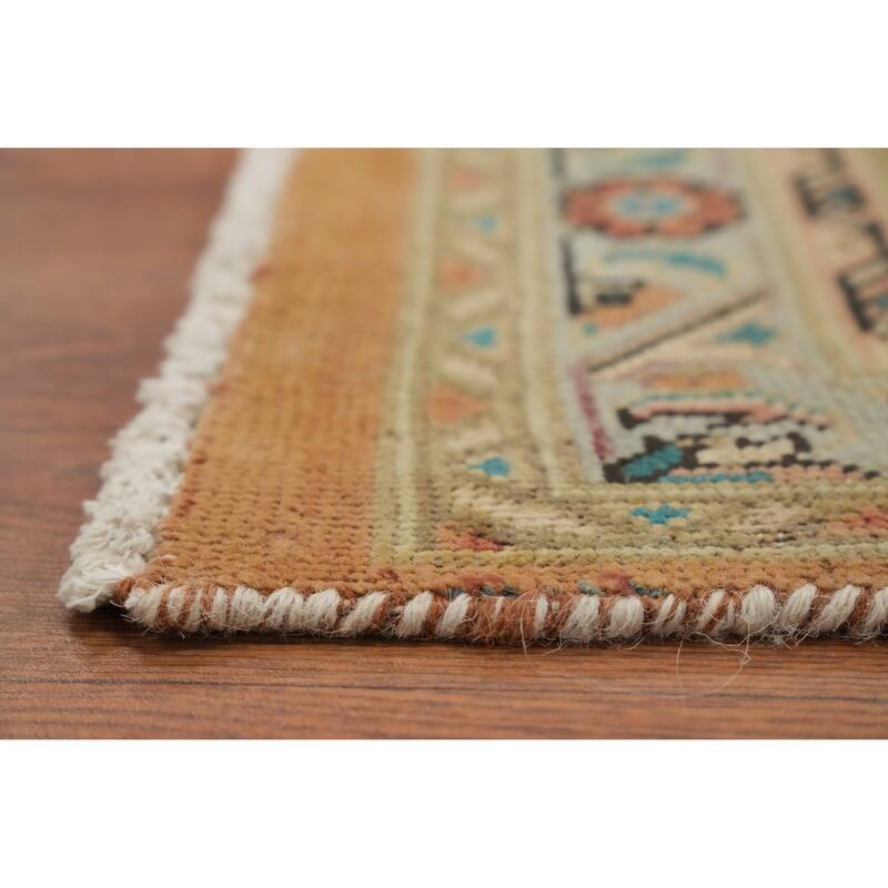 Hand Knotted Oriental 100% Wool Carpet Traditional Floral Oranges & Rust Tabriz Area Rug - 11' 5'' X 8' 0''