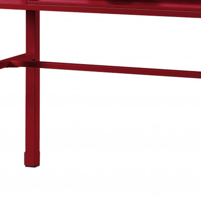 HomeRoots 47" Red Iron And Wood Vanity Table