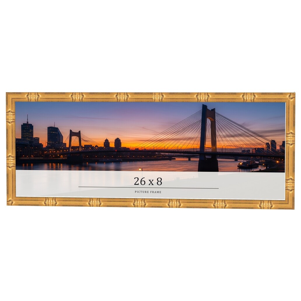 26x8 Frame Gold Bamboo Solid Wood Picture Frame | 1 Inch Moulding
