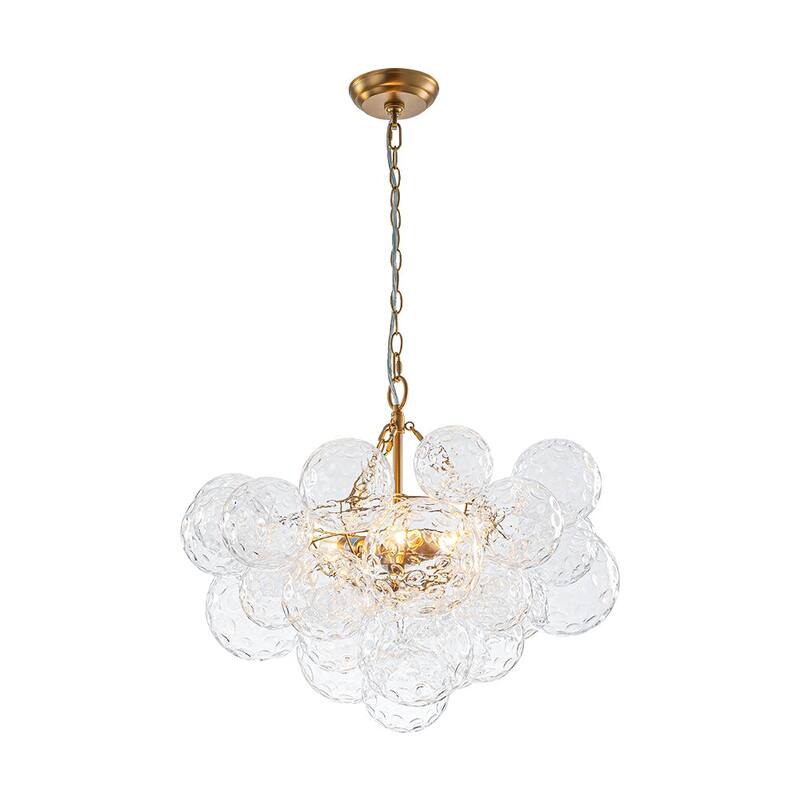 Luxury Brass Hammered Water Glass Globe Cluster Bubble Chandelier