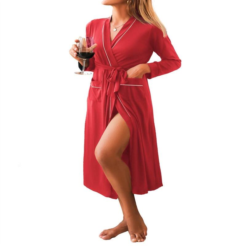 Women Kimono Robes Full Length - Red