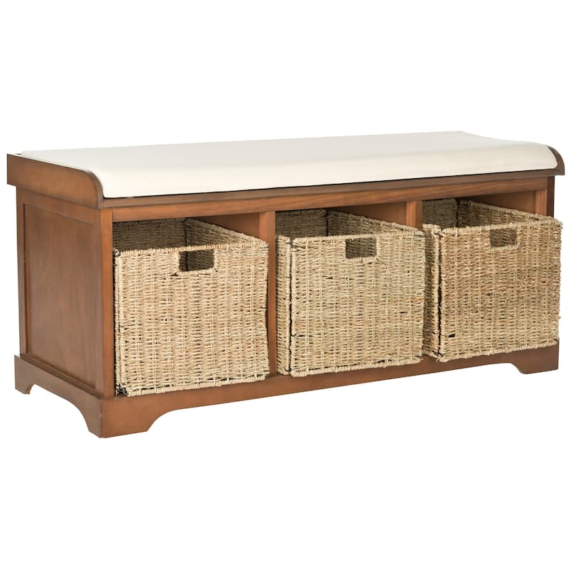 SAFAVIEH Eola Grey/ White Storage Bench - 47" x 16.1" x 19.9" - 47Wx16Dx20H