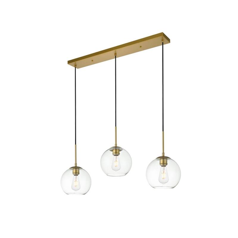 Clear Spherical Glass/ Metal 3-Light 36-inch Pendant