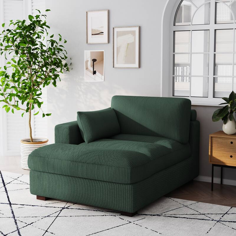 Oversize Corduroy Chaise Lounge Modular Sectional Sofa with Pillow
