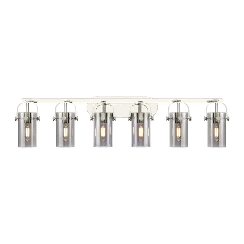 Innovations Lighting 423-6W-10-44 Pilaster II Cylinder Vanity Pilaster - Polished Nickel / Plated Smoke