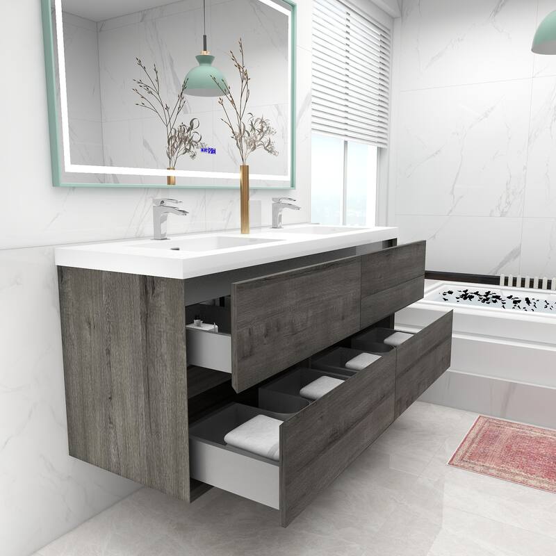 Selina 60" Wall Mounted Vanity with Double Sink