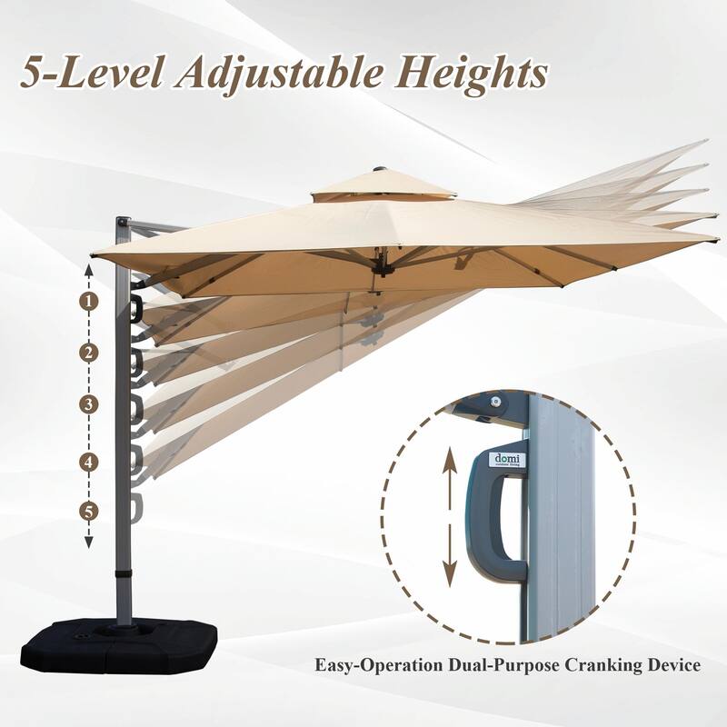 Aluminum Patio Umbrella - 360° Rotation, Hydraulic Lift