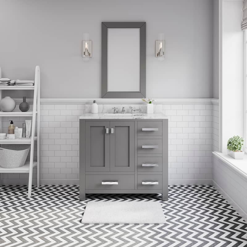 36 Inch Wide Cashmere Grey Single Sink Bathroom Vanity From The Madison Collection - vanity with 1 mirror and 1 faucet