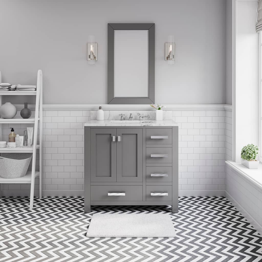 36 Inch Wide Cashmere Grey Single Sink Bathroom Vanity From The Madison Collection