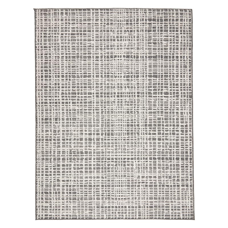 Terra by Obeetee Resort Grid Rug - Cream/Onyx - 5'3" x 7'3"