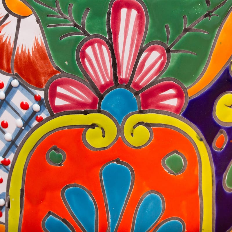 Novica Handmade Talavera Collector Ceramic Waste Bin