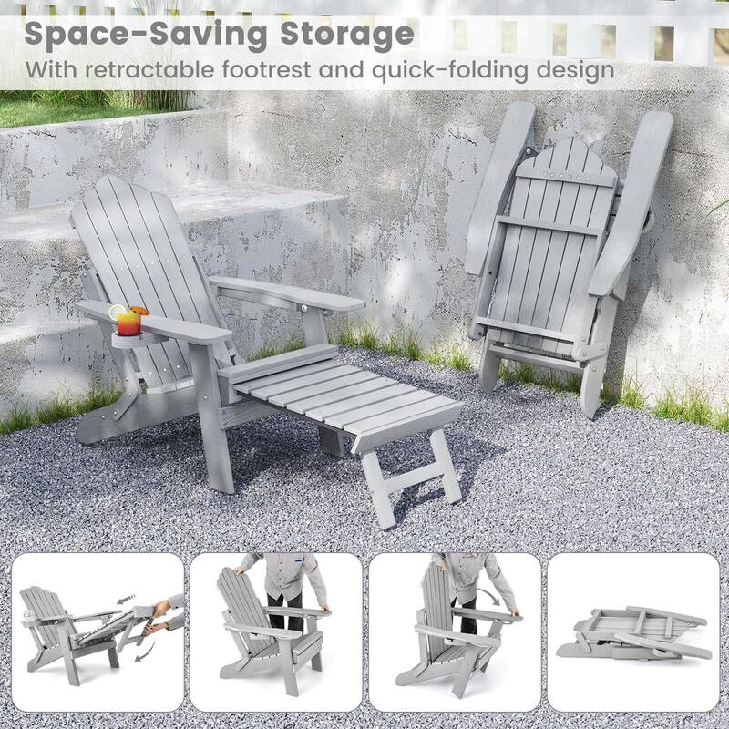 Costway Patio Adirondack Chair All-Weather HIPS Lounge Chair with - See Details