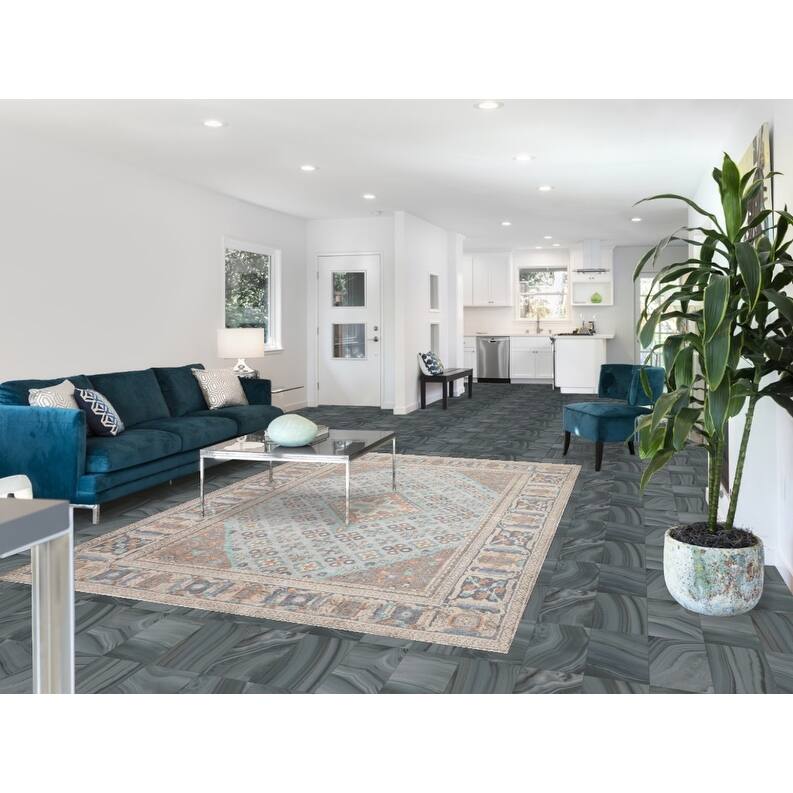 Hand Knotted Oriental 100% Wool Carpet Traditional Medallion Navy Blue & Blues Joshaghan Area Rug - 9' 6'' X 6' 3''