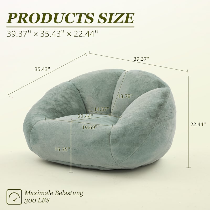 HOMEFUN Fabric Upholstered Oversized Round Comfy Bean Bag Lazy Sofa for Living Room
