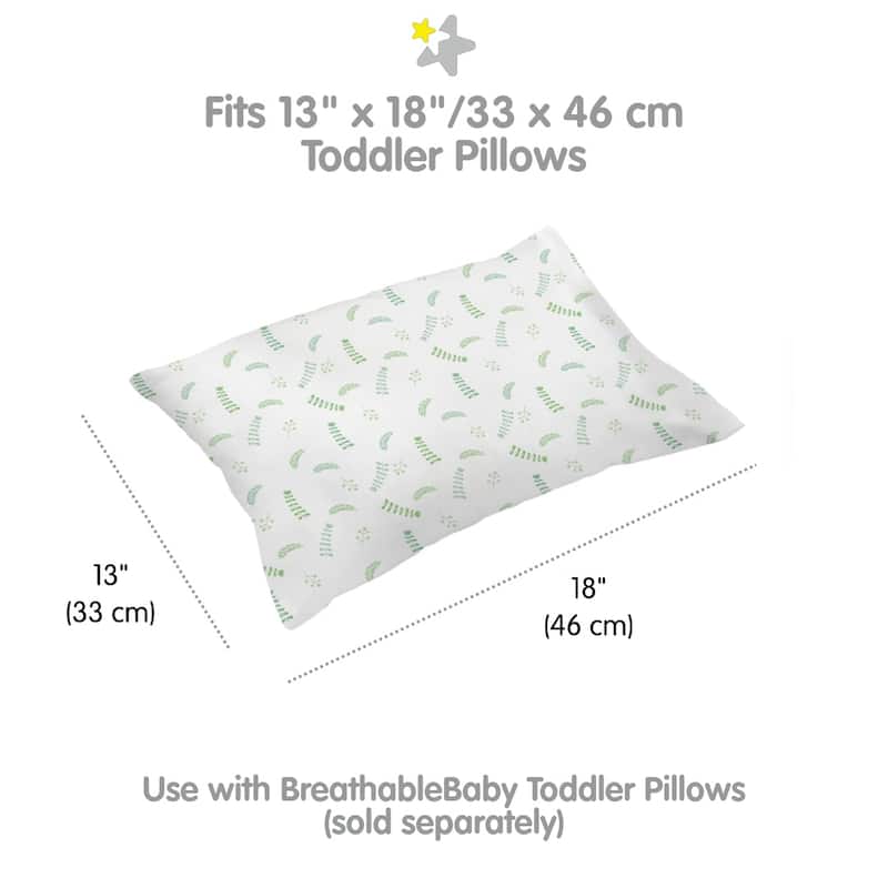 BreathableBaby Cotton Percale Pillowcase, For 13" x 18"/33 x 46 cm Toddler Pillow, Prints (2-Pack)