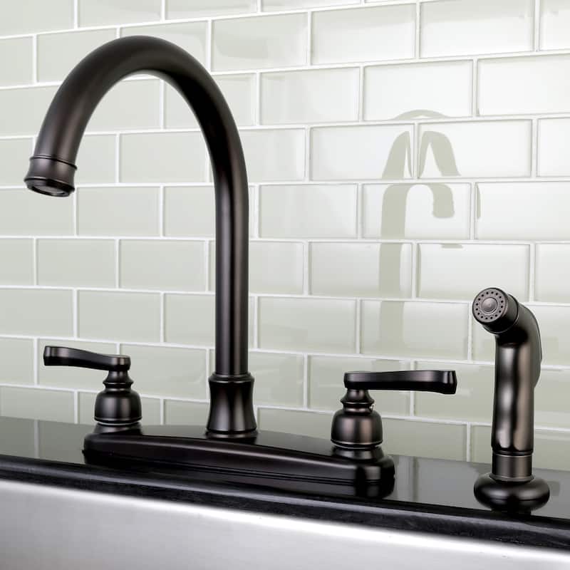 Kingston Brass Royale 8-Inch Centerset Kitchen Faucet with Sprayer - Oil Rubbed Bronze
