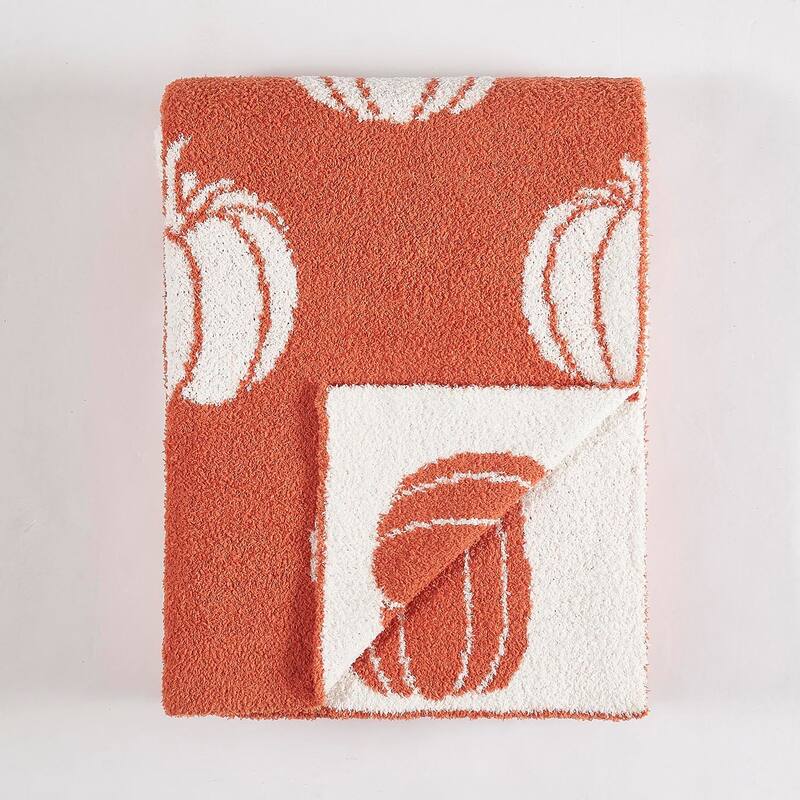 Truly Soft Cozy Pumpkins Reversible 50x70 Throw