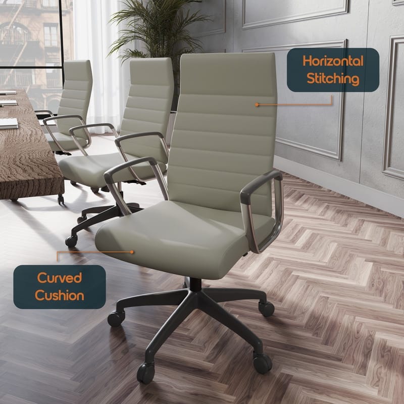 Hilton Modern High Back Ergonomic Leather Office Chair with Adjustable Height, Swivel, and Tilt for Conference or Executive Desk