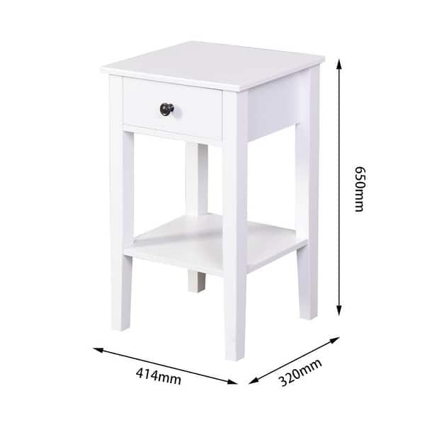 White Bathroom Floorstanding Storage Table with a Drawer Bed Bath