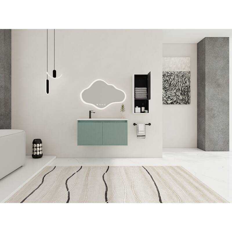 36" Floating Bathroom Vanity with Drop-Shaped Resin Sink