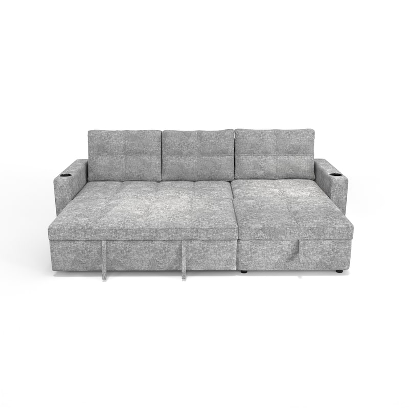 Modern Contemporary Convertible Chaise Storage Sleeper Sectional