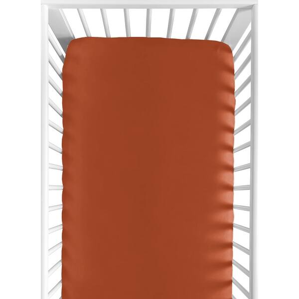 slide 2 of 6, Sweet Jojo Designs Orange Boho Bohemian Girl Fitted Crib Sheet Burnt Rust Farmhouse Shabby Chic Designer Modern Minimalist