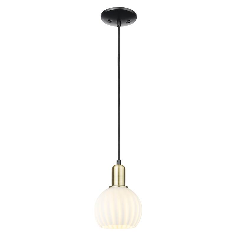 Innovations Lighting Endless Possibilities Arcadia - White Venetian - 1 Light 6" Cord Hung Mini Pendant - Black Antique Brass