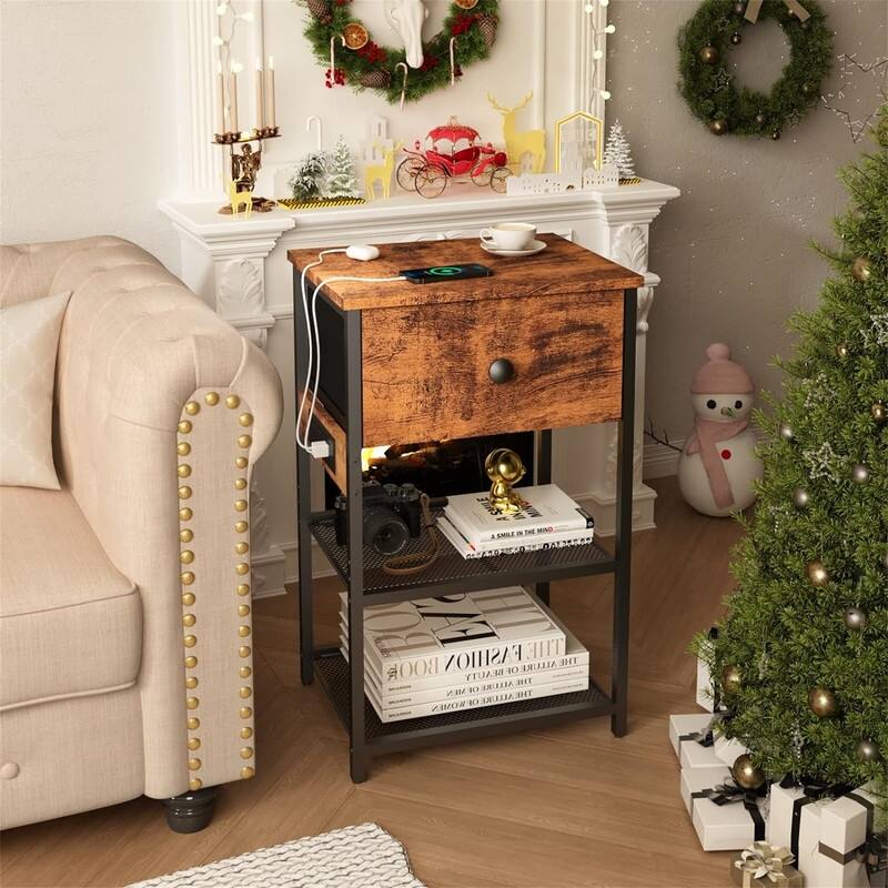 set of 2 with Charging Station - 17.5"D x 7.2"W x 13.5"H
