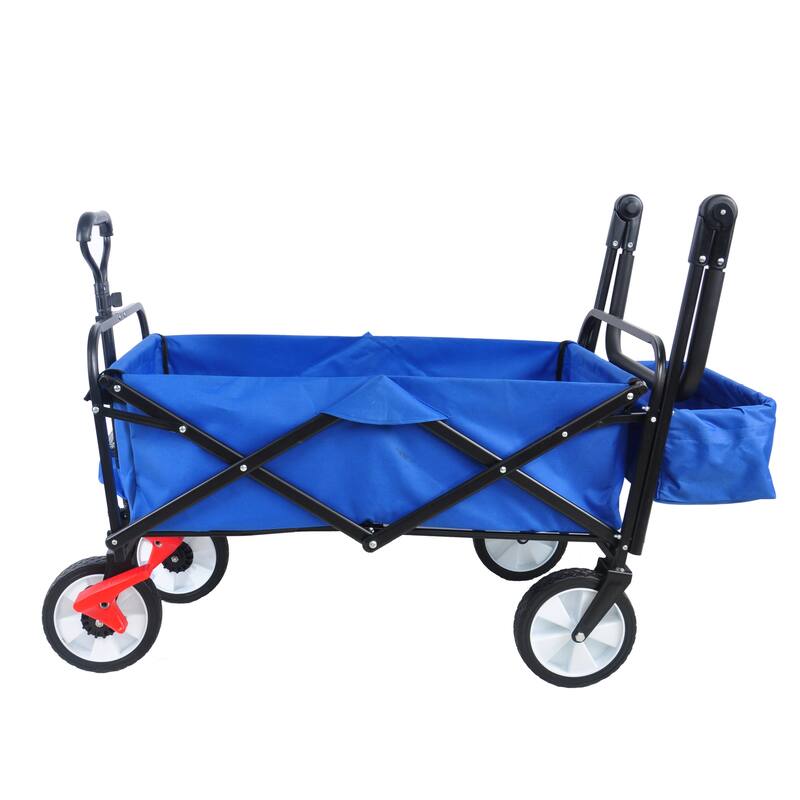 Heavy-Duty Folding Utility Cart with 360-Degree Swivel Wheels Adjustable Handle Steel Frame - 53.5*20.08*42.52in